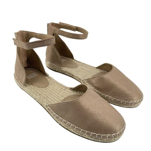 Eileen Fisher Gold Lala Espadrille Flat Ankle Strap Shoes Women’s Size 9.5 - Picture 14 of 14